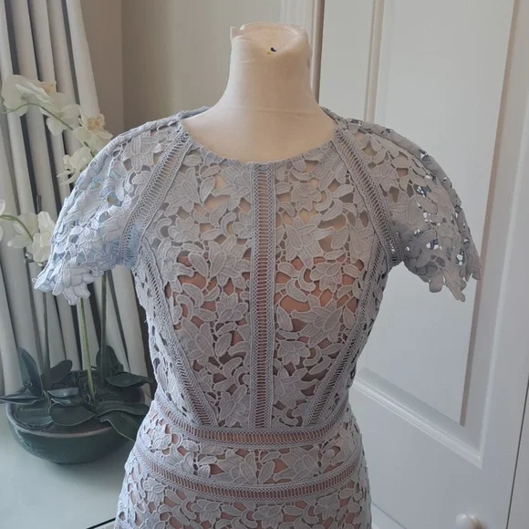 NWOT REISS Womens Pale Blue Lace Cap Sleeve Party/Wedding‎ Guest Dress S-0 - Picture 2 of 10
